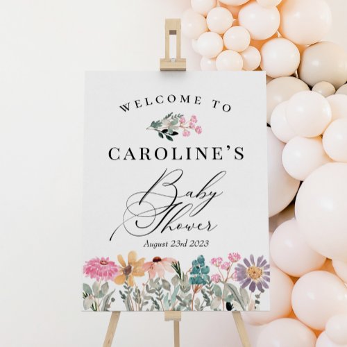 Watercolor Wildflower Baby Shower Welcome Sign