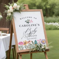 Watercolor Wildflower Baby Shower Welcome Sign