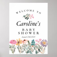 Watercolor Wildflower Baby Shower Welcome Sign