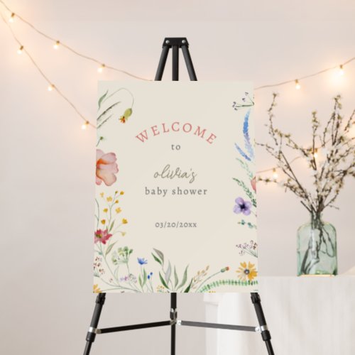 Watercolor Wildflower Baby Shower Welcome Sign