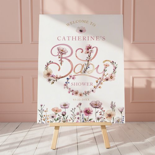Watercolor Wildflower Baby Shower Welcome Sign – D