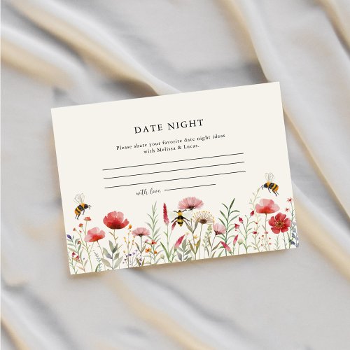 Watercolor Wildflower Bee Date Night Ideas  Enclosure Card