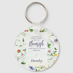 Watercolor Wildflower Bible Verse Personalized Keychain