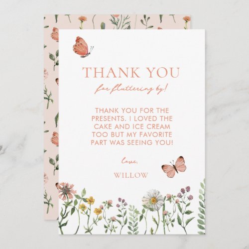 Watercolor Wildflower Birthday  Thank You Card