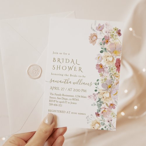 Watercolor Wildflower Bloom Spring Bridal Shower Invitation
