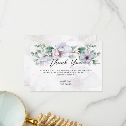 Watercolor wildflower bloom thank you card