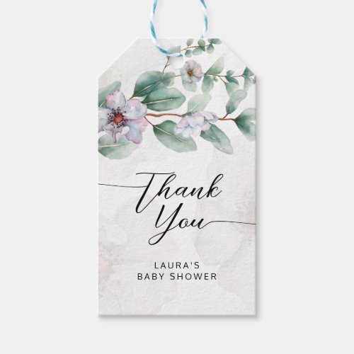 Watercolor wildflower bloom thank you gift tags