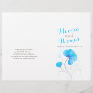 Watercolor wildflower blue large wedding program