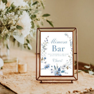 Watercolor wildflower blue Mimosa Bar Sign