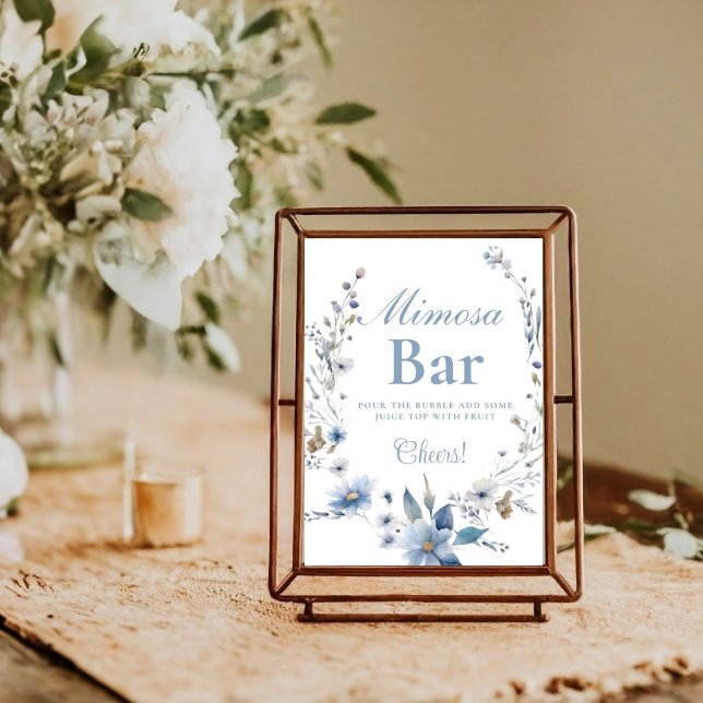 Watercolor wildflower blue Mimosa Bar  Sign (Creator Uploaded)