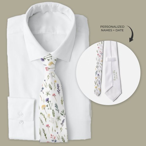 Watercolor Wildflower Boho Neck Tie