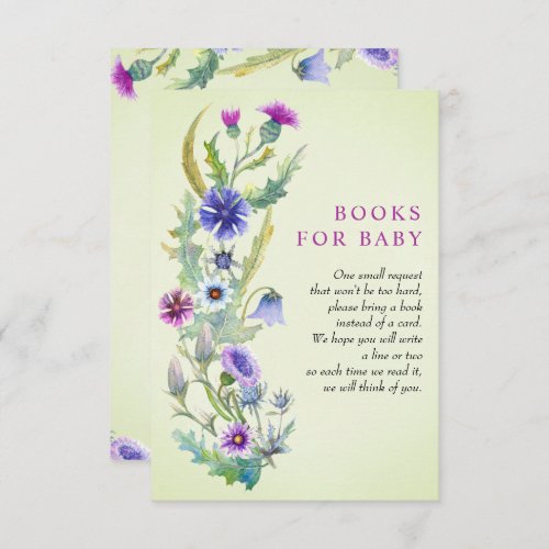Watercolor wildflower Books for Baby Baby Shower  Enclosure Card