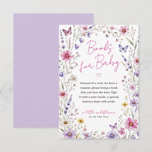 Watercolor Wildflower Books for Baby Baby Shower Enclosure Card