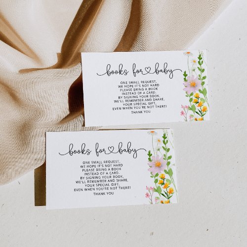 Watercolor wildflower books for baby ticket enclosure card