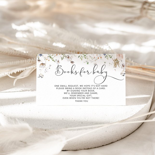 Watercolor wildflower books for baby ticket enclosure card (Creator Uploaded)