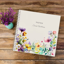 Watercolor Wildflower Border Floral Notebook