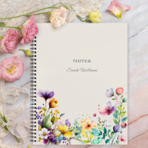 Watercolor Wildflower Border Floral Notebook