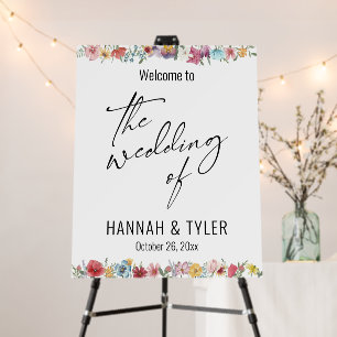 Watercolor Wildflower Borders Wedding Welcome Foam Board