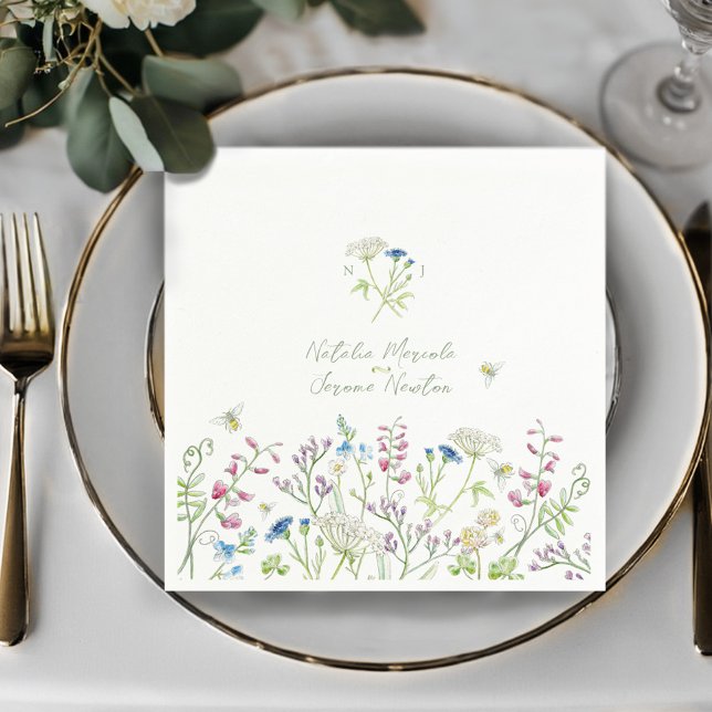 Watercolor Wildflower Botanical floral art Napkins (Creator Uploaded)