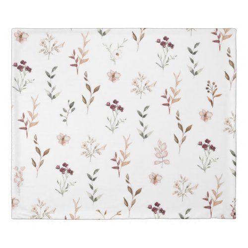 Watercolor Wildflower Botanical Floral Duvet Cover