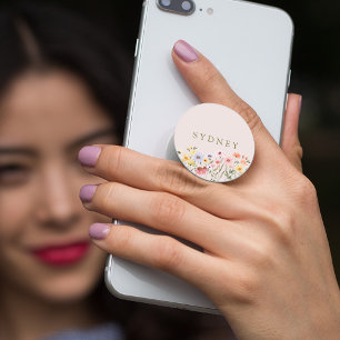 Watercolor Wildflower Botanical Garden Custom Name PopSocket