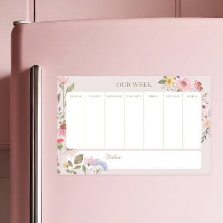 Watercolor Wildflower Botanical Garden Our Week Magnetic Dry Erase She