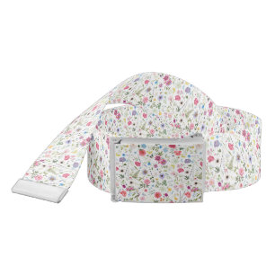 Watercolor Wildflower Botanical Garden Pattern Belt