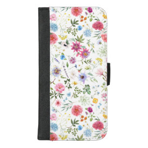 Watercolor Wildflower Botanical Garden Pattern iPhone 8/7 Plus Wallet Case