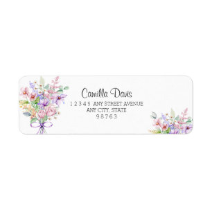Watercolor Wildflower    Botanical Return Address Label