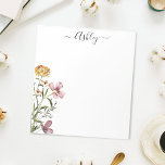Watercolor Wildflower Bouquet #1 Personalized Name Notepad at Zazzle