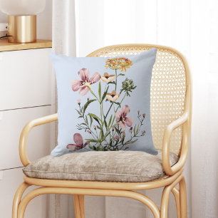 Watercolor Wildflower Bouquet #1 Throw Pillow