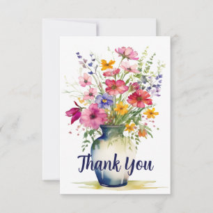 Watercolor Wildflower Bouquet Personalized Thank You Card