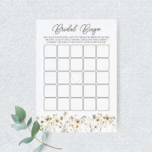 Watercolor Wildflower Bridal Bingo Game Card