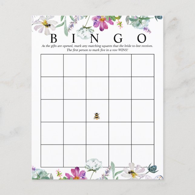 Watercolor Wildflower | Bridal Bingo | Games (Front)