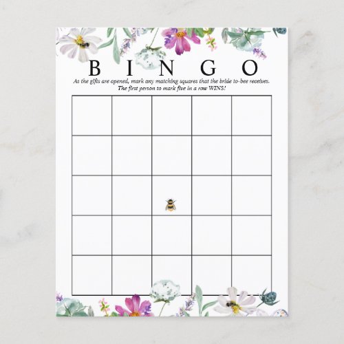 Watercolor Wildflower  Bridal Bingo  Games