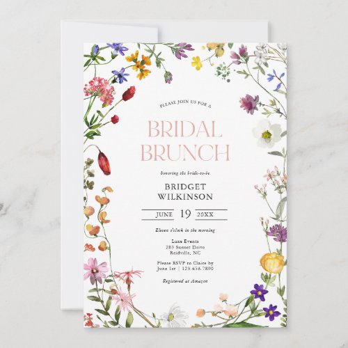 Watercolor Wildflower Bridal Brunch Bridal Shower Invitation