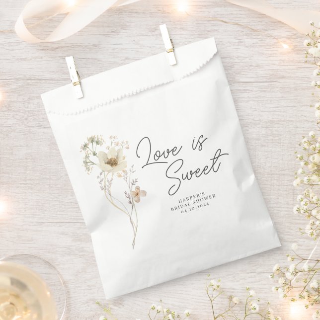 Watercolor Wildflower Bridal Shower Favor Bag (Clipped)