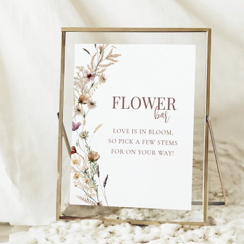 Watercolor Wildflower Bridal Shower Flower Bar Poster
