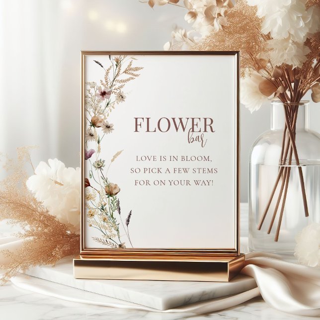 Watercolor Wildflower Bridal Shower Flower Bar Poster (Creator Uploaded)