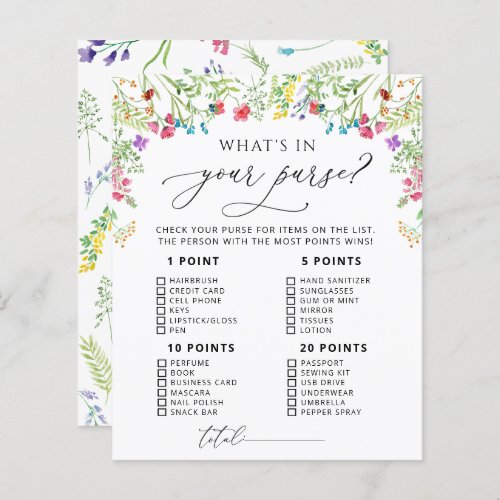 Watercolor Wildflower Bridal Shower Game