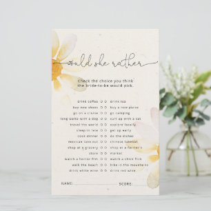 Watercolor wildflower bridal shower game
