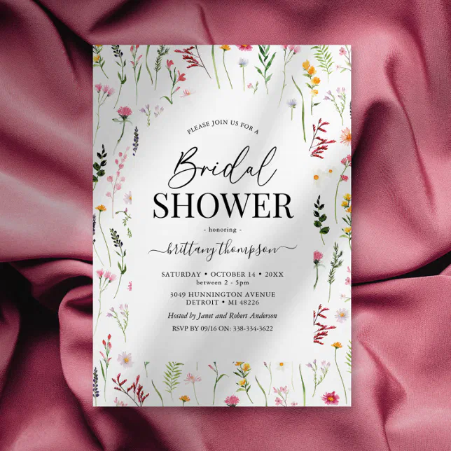 Watercolor Wildflower Bridal Shower Invitation Zazzle