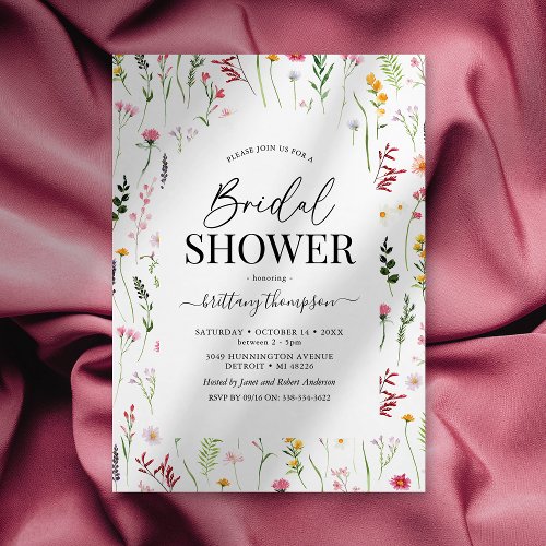 Watercolor Wildflower Bridal Shower Invitation