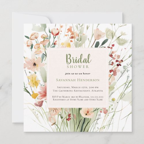 Watercolor Wildflower Bridal Shower Invitation