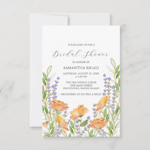 Watercolor Wildflower Bridal Shower Invitations