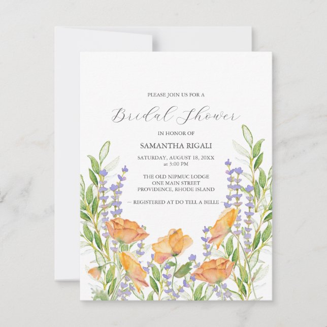 Watercolor Wildflower Bridal Shower Invitations (Front)