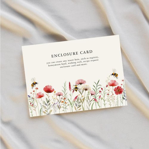 Watercolor Wildflower Bridal Shower Meant To Bee Enclosure Card