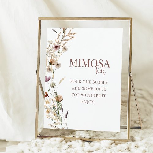 Watercolor Wildflower Bridal Shower Mimosa Bar  Poster