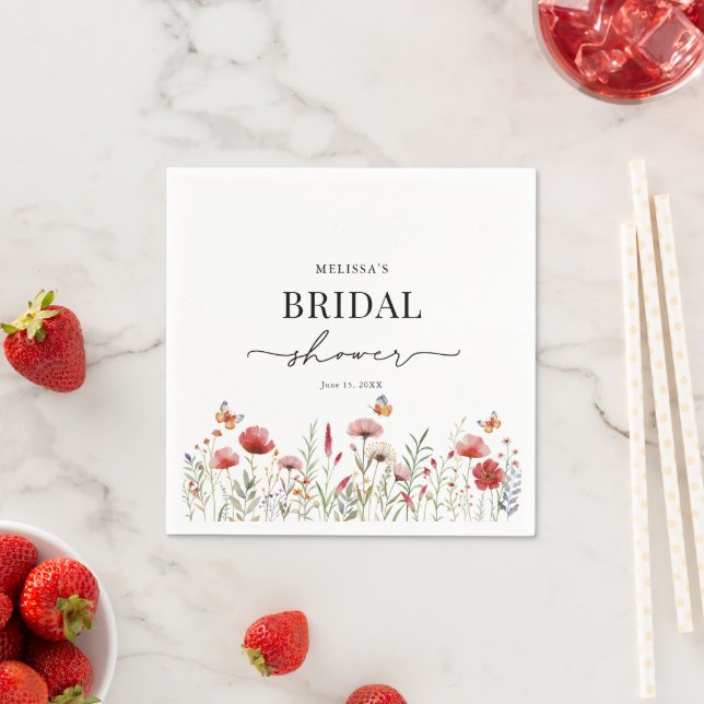 Watercolor Wildflower Bridal Shower Napkins (Insitu)