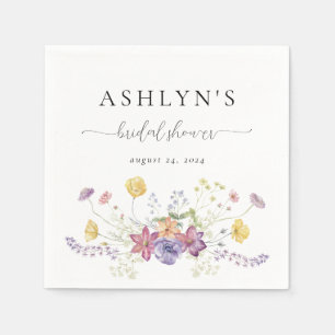Watercolor Wildflower Bridal Shower Napkins